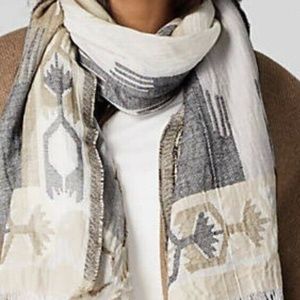 NWT J JILL Southwestern Jacquard Long Fringe Scarf